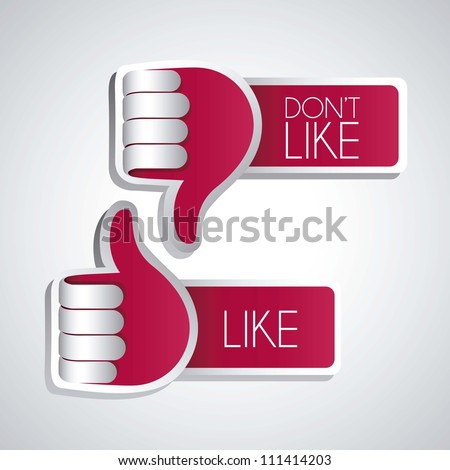 illustration hand with thumb up and thumb down, sticker style, vector illustration