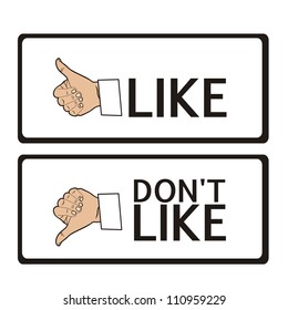 Illustration of hand with thumb up and down, vector illustration