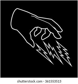 Illustration of hand and thunder