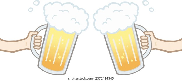 Illustration of a Hand Toasting with Draft Beer