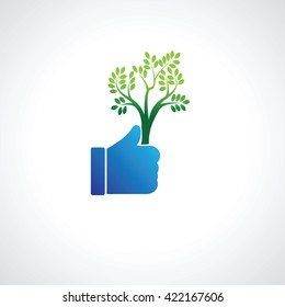 Illustration of a hand and tree

