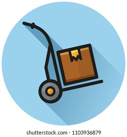 Illustration of hand trolley circle blue icon