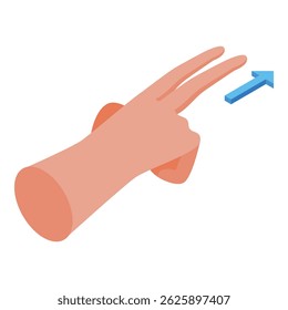 Illustration of a hand with two fingers touching a digital screen and swiping up