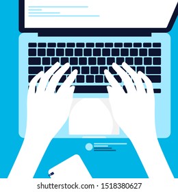 illustration of a hand using a laptop