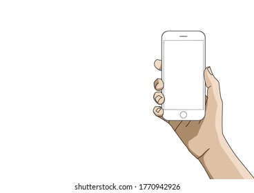 Illustration of the hand using a smartphone. smartphone screen design vector.