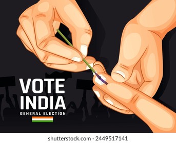 illustration of a hand with a voting sign of India. Indian General Election illustration vector on elections in the India. Election and Social Poll Concept