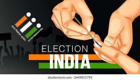 illustration of a hand with a voting sign of India. Indian Election banner design vector template on elections in India. Election and social poll concept