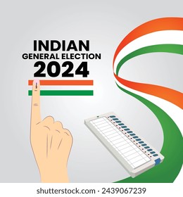 illustration of hand with voting sign of India.Electronic Voting Machine in India.