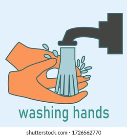 illustration of hand washing. Covid-19 prevention theme