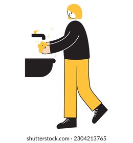 Illustration of Hand Washing Instructions