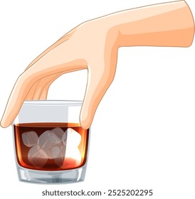 Illustration of a hand with a whiskey glass