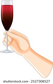 Illustration of a hand with a wine glass