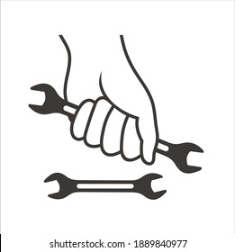 ilustración de mano y llave, mano mecánica, arte vectorial.