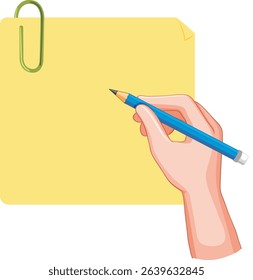 Illustration of a hand writing on a note