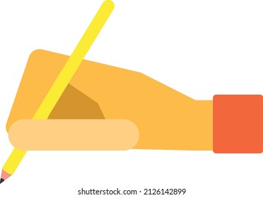 Illustration of a hand writing using a pencil flat vector. 