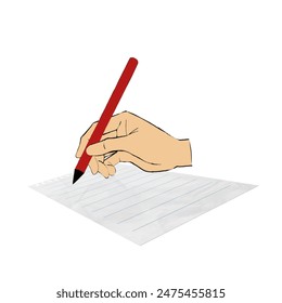 illustration of a hand writing using a pencil and paper
