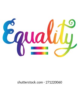 Illustration of hand writing the word equality