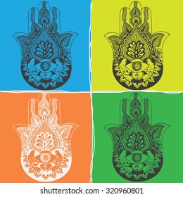 Illustration of hand in zentangle style