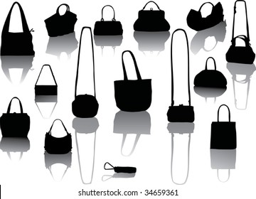 illustration with handbag silhouettes isolated on white background