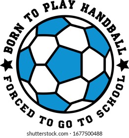 Illustration of a handball ball with text 
