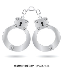  illustration  with  handcuffs on white  background
