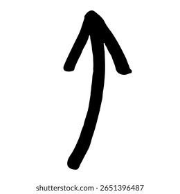 Illustration of a hand-drawn arrow. Black vector that can be used as a directional pointer.