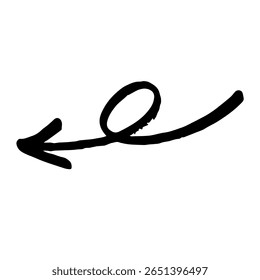 Illustration of a hand-drawn arrow. Black vector that can be used as a directional pointer.