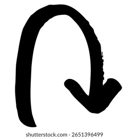 Illustration of a hand-drawn arrow. Black vector that can be used as a directional pointer.