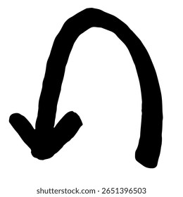 Illustration of a hand-drawn arrow. Black vector that can be used as a directional pointer.