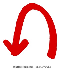 Illustration of a hand-drawn arrow. Red vector that can be used as a directional pointer.