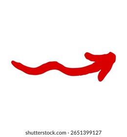 Ilustración de una flecha dibujada a mano. Vector rojo que se puede utilizar como un puntero direccional.