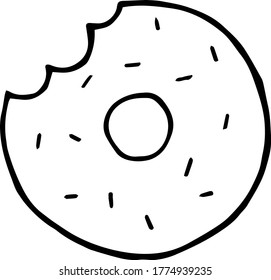 
illustration hand-drawn bite fast food donut black and white hand-drawn