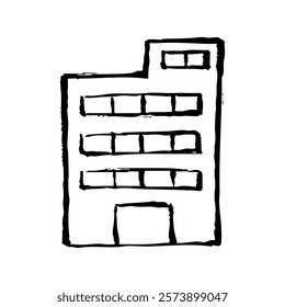 Illustration of a hand-drawn building with a touch of brush