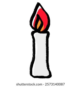Illustration of hand-drawn candle with brush touch