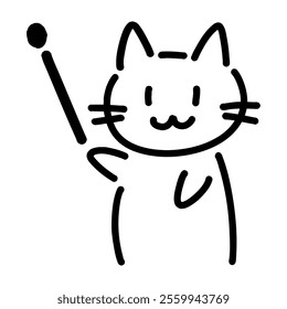 Illustration of a hand-drawn cat with an indicator stick