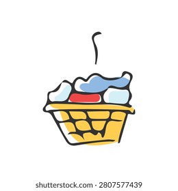 Illustration Handdrawn Color of an Laundry Basket