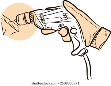 Ilustração de um ícone de máquina de perfuração desenhada à mão, vetor de máquina de perfuração