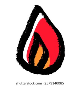 Illustration of hand-drawn fire with a touch of brush