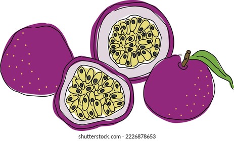 Ilustración del fruto de la pasión extraído a mano