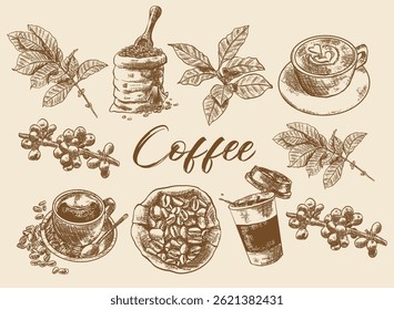 Illustration of an Handdrawn Vintage Coffee