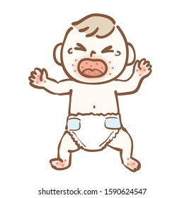 Illustration of hand-foot-and-mouth disease baby