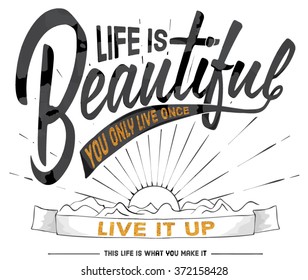 illustration handmade drawing vector sunset and slogan-romantic graphic design