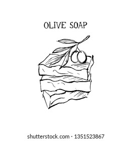 Illustration of handmade olive soap.