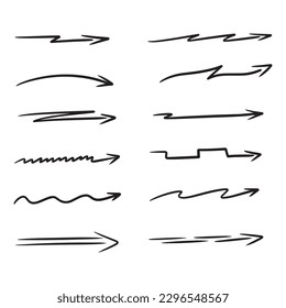 Illustration of Handmade Watercolor Doodle Vector Arrows. Arrow Set