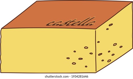 Illustration of hand-painted baked sweets castella 