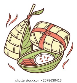 Illustration of Handrawn Ketupat for Eid Ramadan