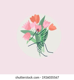ilustración con manos y ramo