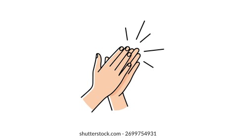 Ilustração de mãos batendo palmas juntas criando um efeito sonoro irradiando para fora.