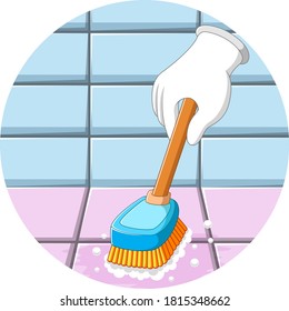 Ilustración de las manos limpiando el suelo con el pincel