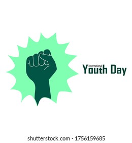 the illustration of hands clenched with lettering youth day isolated on blue background. 